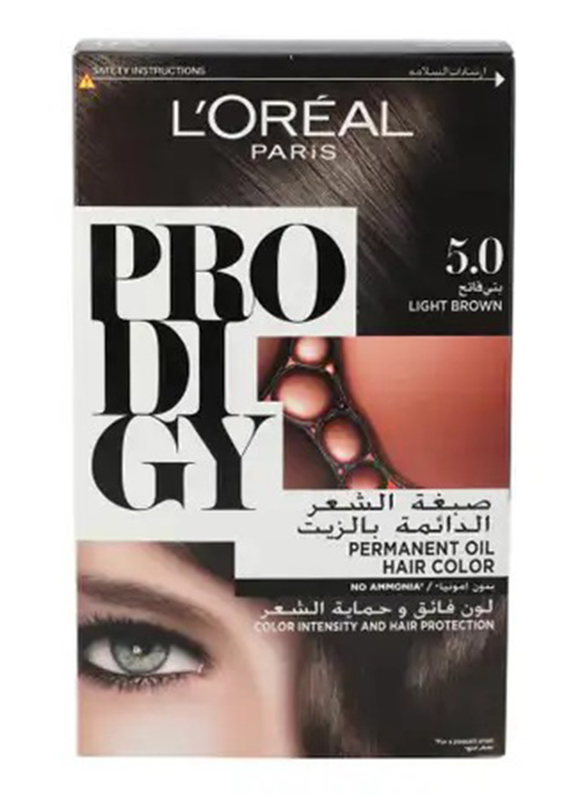 L'Oreal Paris Prodigy Permanent Oil Hair Colour, 180g, Chatain Clair 5.0