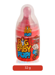 Bazooka Big Baby Pop Strawberry Flavor Hard Candy, 32g