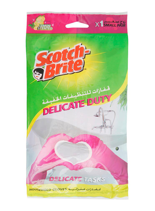 3M Scotch Brite Delicate Duty Household Hand Glove, Pink, Small