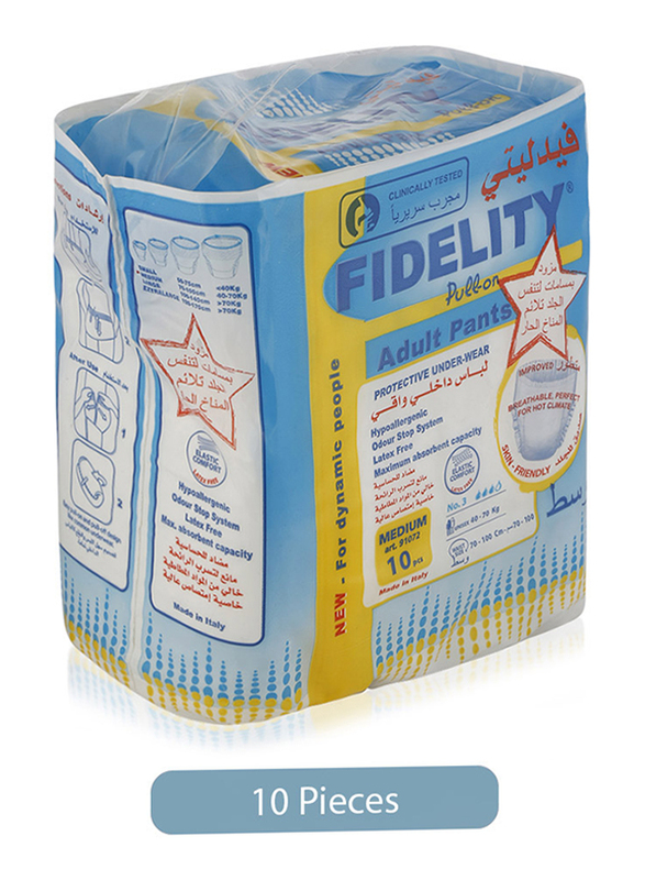 Fidelity Pull On Medium Adult Diapers, 10 Pieces