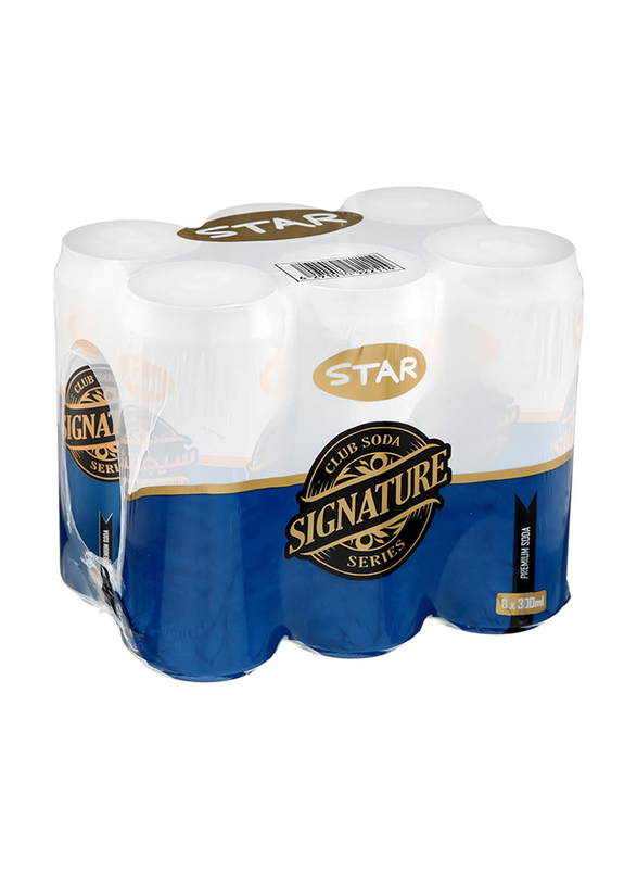 Star Signature Club Soda Soft Drink Cans, 6 x 300ml
