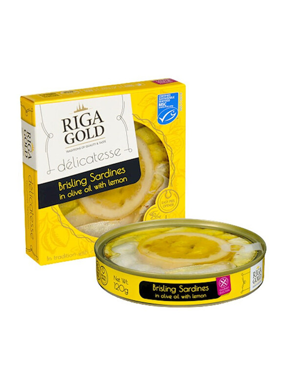 

Riga Gold Brisling Sardines in Olive Oil with Lemon, 120g