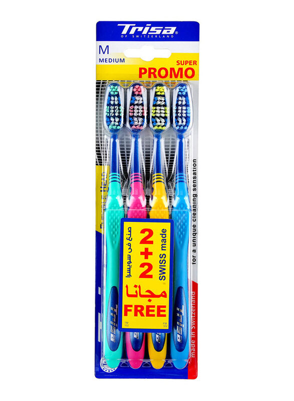 

Trisa Flex Head Medium Toothbrush, 4 Pieces