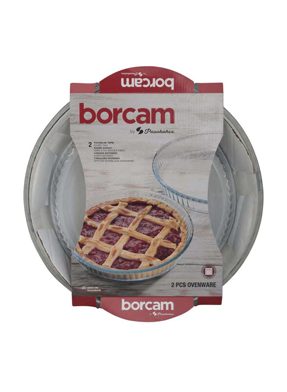 

Pasabahce Borcam Borosilicate Glass Round Tray, 2 Pieces, White