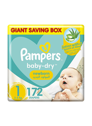 Pampers Main Line Baby Dry Diapers, Size 1, Newborn, 2-5 kg, Giant Saving Box, 172 Counts