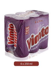 Vimto Fizzy Sparkling Fruit Flavored Juice Drink, 6 Cans x 250ml