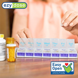 Ezy Dose Weekly 7-Day Pill Planner Push Button Medicine Box, Medium, Assorted