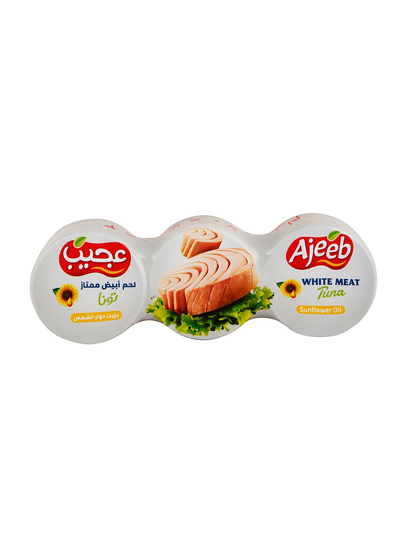 Ajeeb White Meat Tuna Solid in Sunflower Oil, 3 x 170g