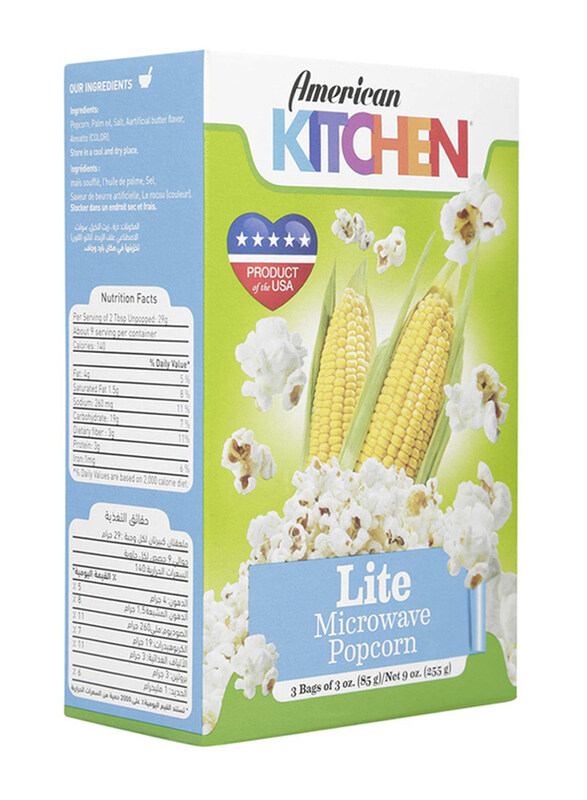 

American Kitchen 3 Sachets Lite Microwaveable Popcorn, 255g