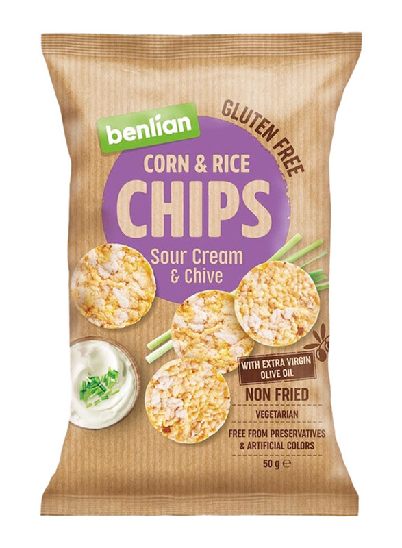 Benlian Rice & Corn Snacks Sour Cream & Chive, 50g