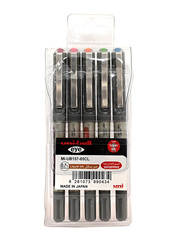 Uniball 5-Piece Water Resistant Liquid Ink Eye Fine Pen, Multicolour