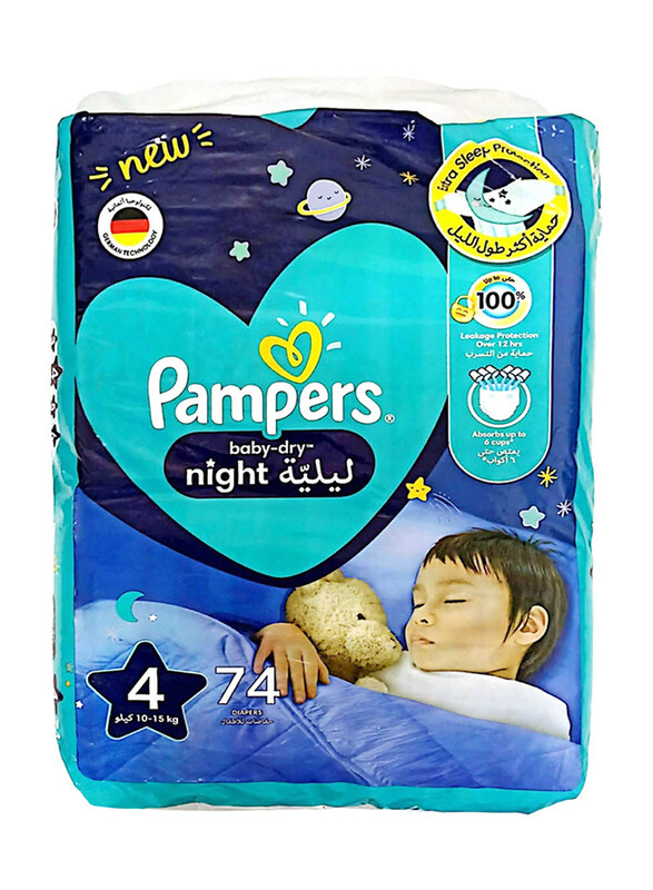 

Pampers Baby Dry Night Diapers, Size 4, 10-15 kg, Mega Pack, 74 Count