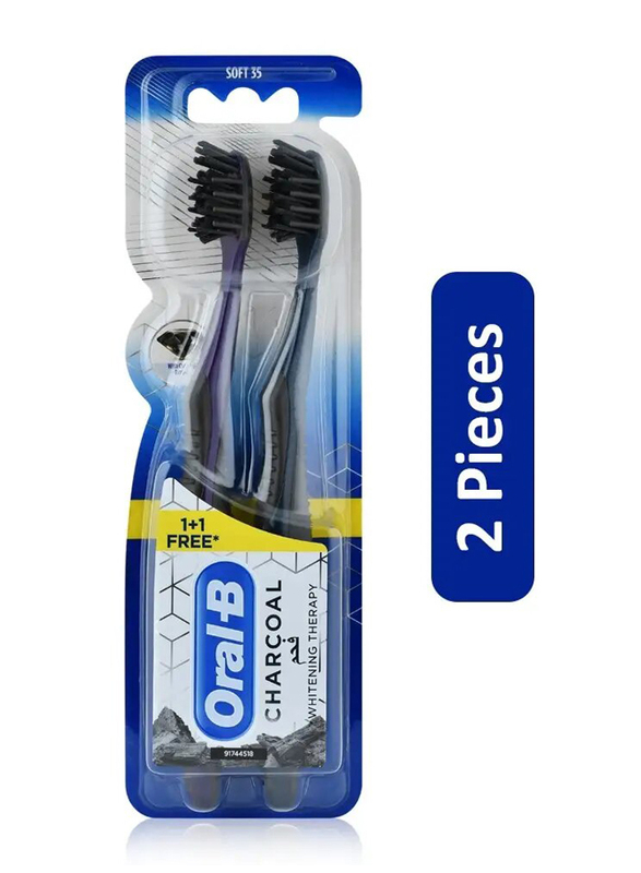 Oral - B Charcoal Whitening Therapy Toothbrush - Soft - 2 Pieces