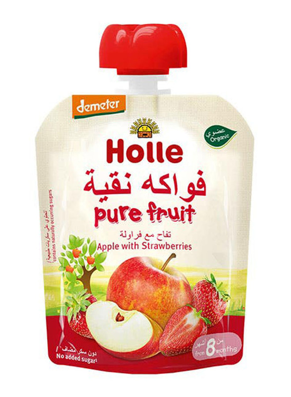 Holle Organic Apple with Strawberries Pure Fruit Pouch, 6 Months, 90g