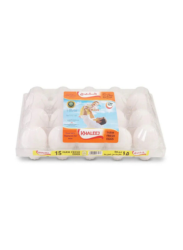 

Khaleej Fresh Medium White Eggs, 15 Pieces