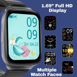 Zoook Dash 1.69" Full Touch HD Display Smartwatch with IP67 Waterproof, Black