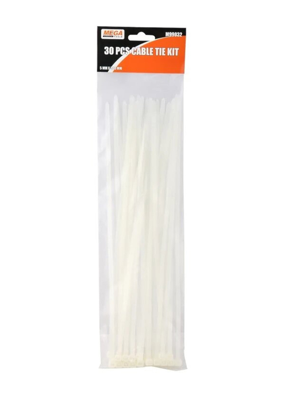 Mega Cable Tie Kit, M99032, 30 Pieces, White