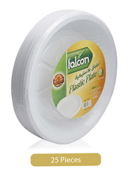 Falcon 18cm 25-Piece Round Plastic Plate, White