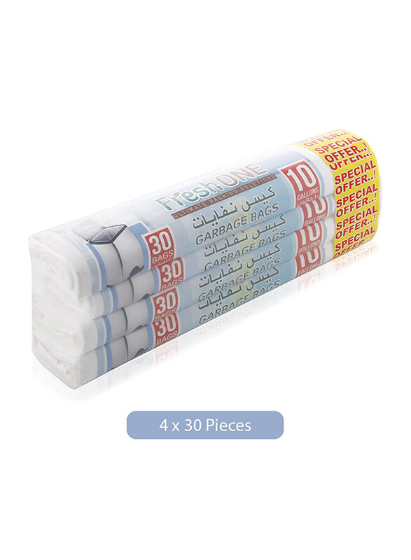 

Fresh One Garbage Bags - White, 4 x 30 Pieces