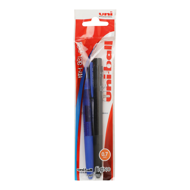 Uniball 2-Piece Signo Gel Pens, 0.7mm, Black/Blue