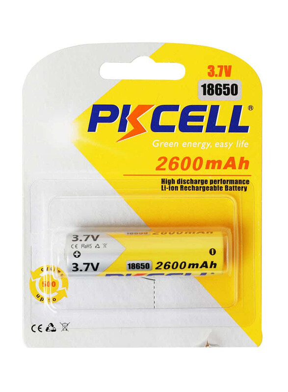 

Pkcell 2600mAh 3.7V Rechargeable Battery, 1 Piece, Yellow