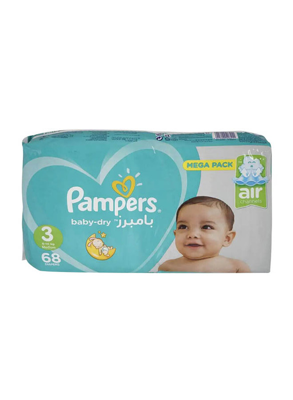 Pampers Active Baby Dry Diapers - Medium, 68 Pieces