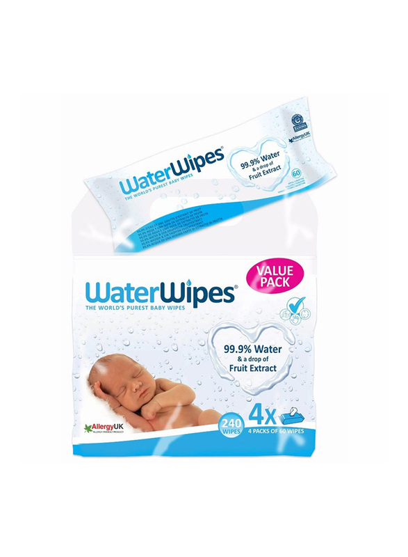 Water Wipes 4-Piece 60 Wipes Sensitive Wipes for Babies