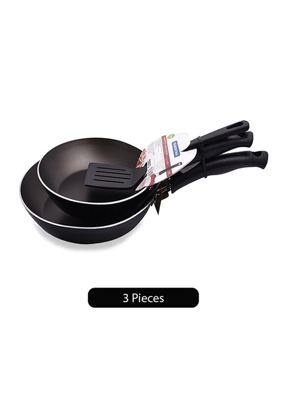 

Tramontina 3-Piece Round Frying Pan Set, with Spatula, 43x24.3x11.4 cm, Black