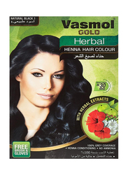 Vasmol Gold Herbal Henna Hair Colour, 6 x 10gm, Natural Black