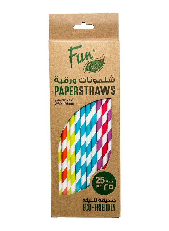 

Fun 25-Piece Paper Straight Straw, 6 x 197mm, Multicolour