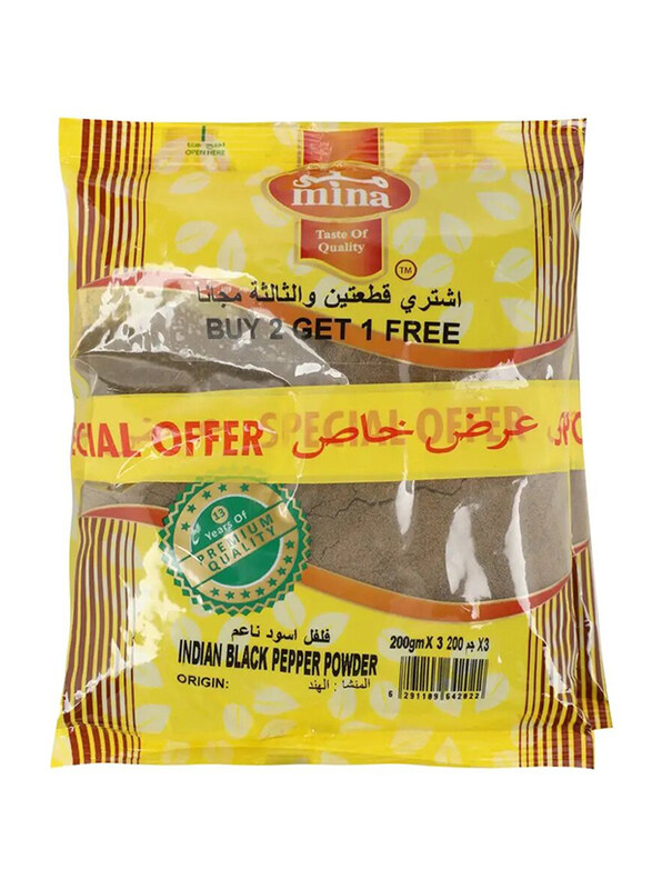 

Mina Indian Black Pepper Powder, 3 x 200 g