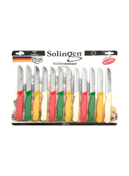 Solingen 12-Piece Stainless Steel Blade Multipurpose Knife with Solid Color Handle, Multicolour