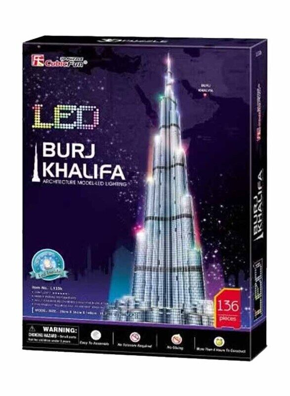 

Cubic Fun 3D Puzzle Led Burj Khalifa, 136 Pieces, Ages 3+