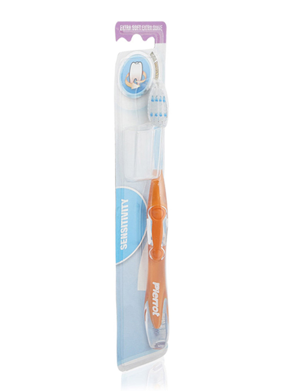 Pierrot Toothbrush for Sensitive Teeth, Clear/Orange, Extra Soft
