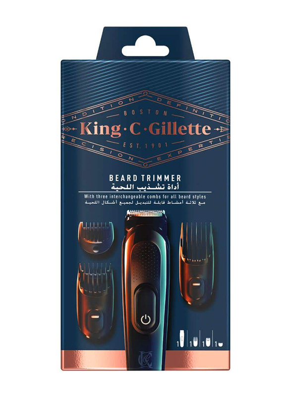 King C. Gillette Cordless Men's Beard Trimmer Kit with Lifetime Sharp Blades and 3 Interchangeable Combs