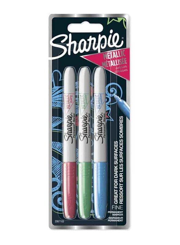 Sharpie 3-Piece Metallic Fine Permanent Marker Set, Multicolour