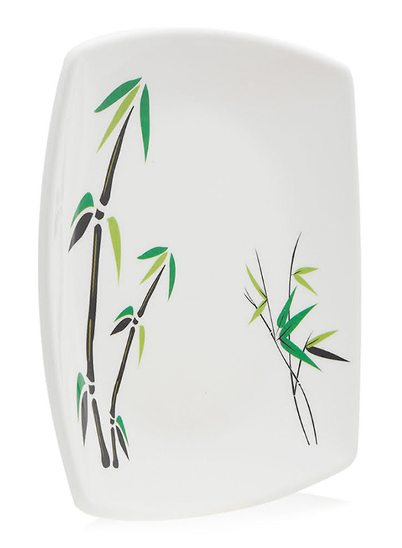 Union 17cm Bamboo Tree Print Acrylic Square Plate, White