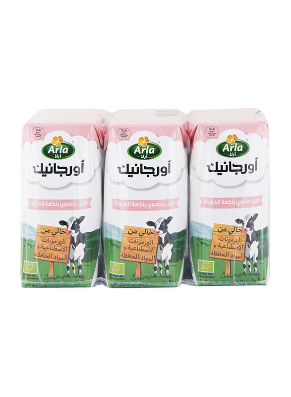 Arla Organic Strawberry Milk, 6 x 200 ml