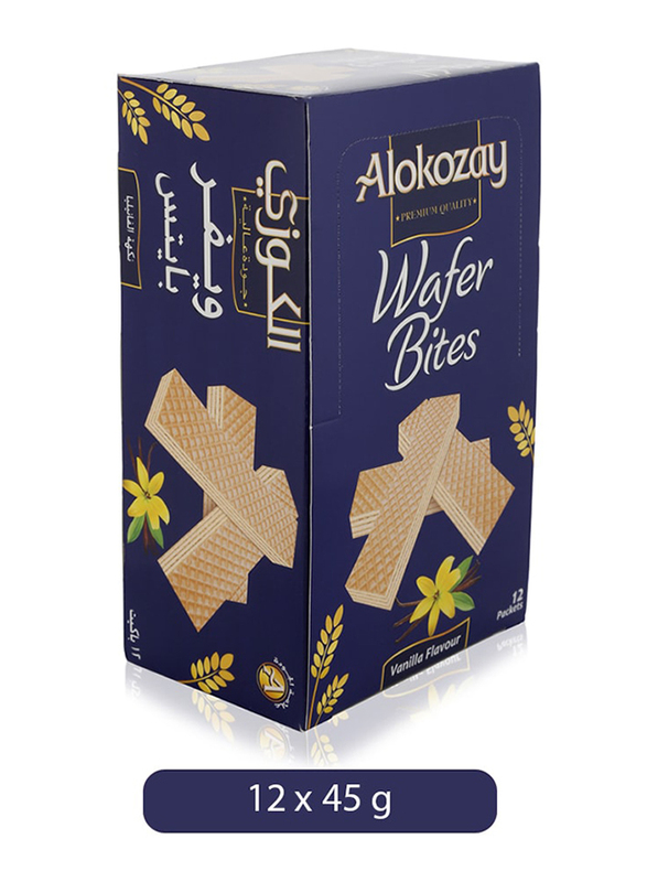 Alokozay Vanilla Flavour Wafer Bites, 12 x 45g