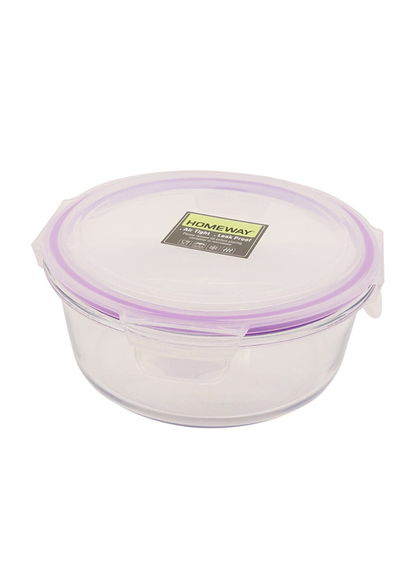 Homeway Round Glass Food Container, 400ml, Clear