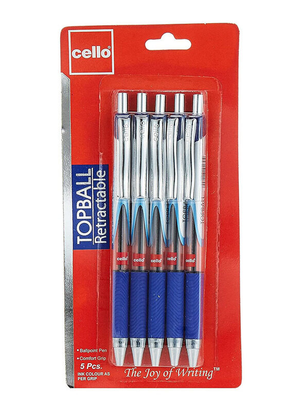 

Cello Top Ball Retractable Pens, 0.7mm, 5 Pieces, Blue