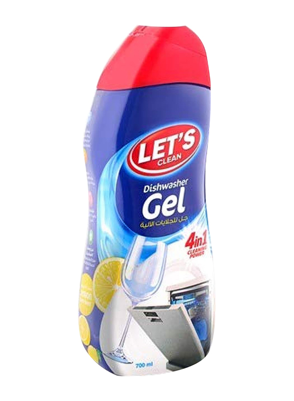 Let's Clean 4-in-1 Cleaning Power Lemon Flavour Dishwasher Gel, 700ml