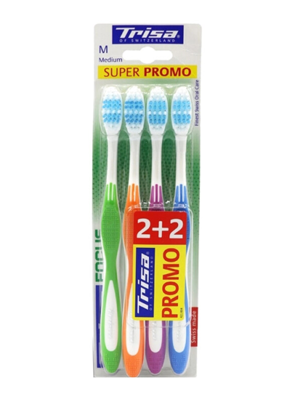 

Trisa Focus Pro Clean Toothbrush Set, Medium, 4 Piece