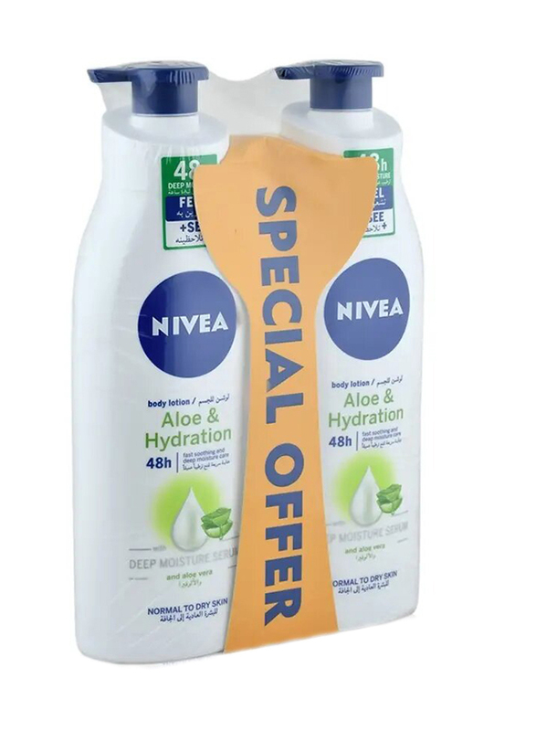 Nivea 48H Aloe and Hydration Deep Moisture Body Lotion - 2 x 400 ml