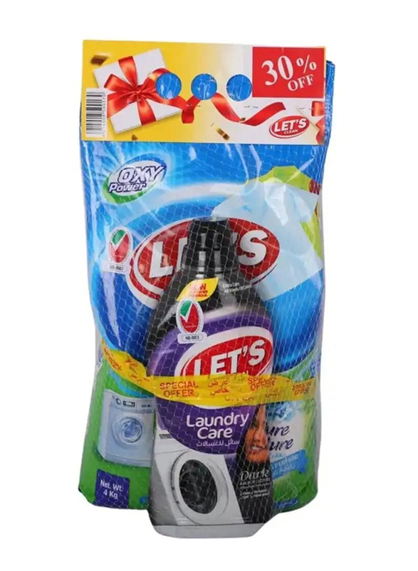 Let's Clean Purple + Laundry Care Liquid, 4 Kg + 1 Liter, 2 Pieces