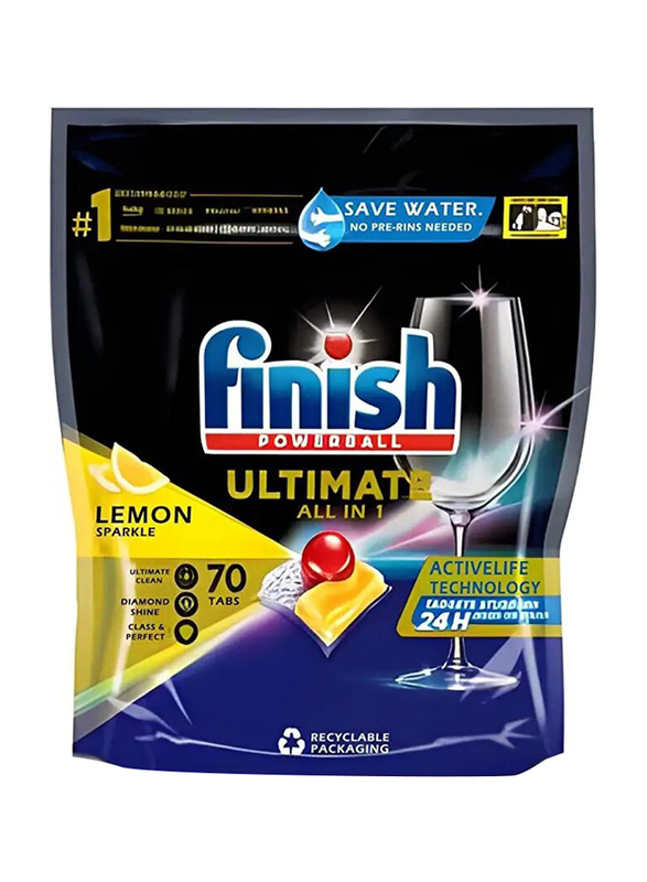Finish Powerball Ultimate All in 1 Lemon Sparkle Dishwasher, 70 Tabs