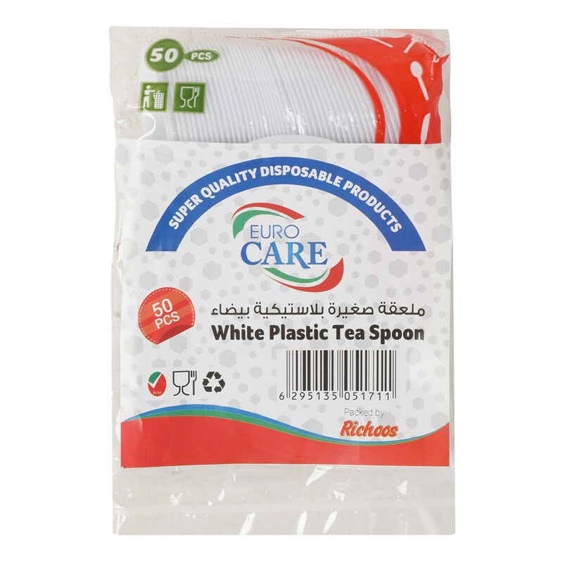 

Euro Care 50-Piece Superior Quality Disposable Plastic Tea Spoon, White