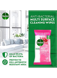 Dettol Pomegranate Antibacterial Multi Surface Cleaning Wipes, 80 Wipes