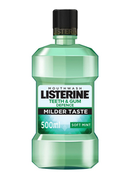 Listerine Milder Taste Soft Mint Teeth & Gum Defence Mouthwash, 500ml
