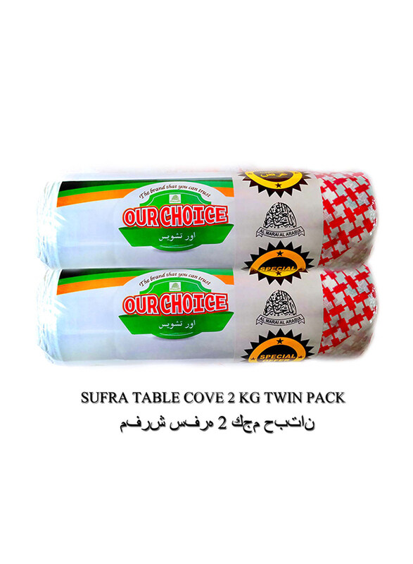 

Our Choice 2 Kg Twin Pack Sufra Disposable Table Covers, White/Red